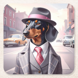 Vintage Gangster-Dackel Rechteckiger Pappuntersetzer