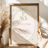 Vintage-Gans-Babyparty-Willkommensposter