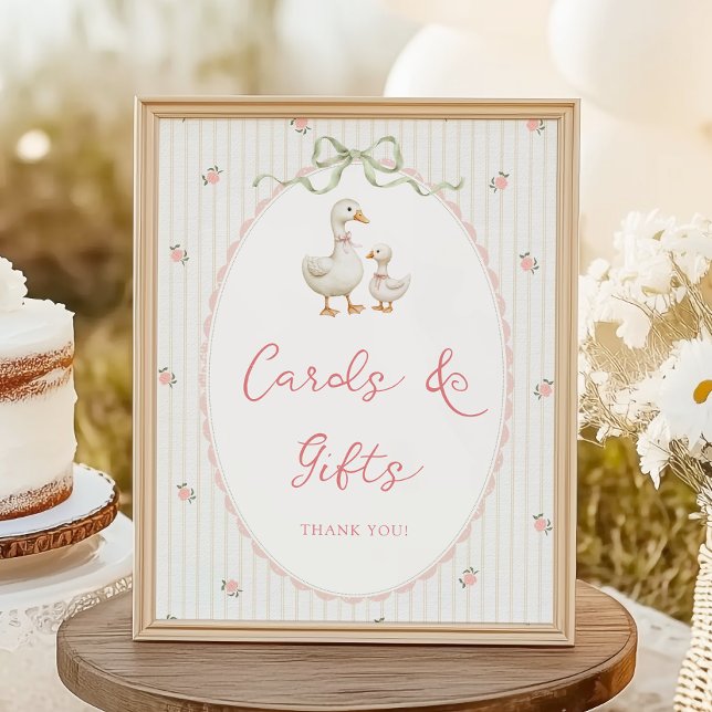 Vintage-Gans-Babyshower-Karten & Geschenke Schild (Von Creator hochgeladen)
