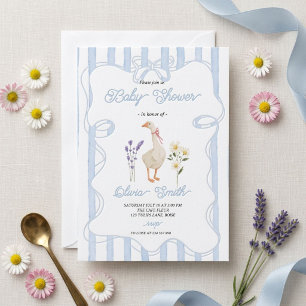 Vintage-Gans-Blumen-Baby-Party Einladung