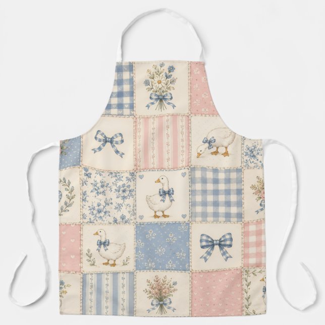 Vintage-Gans-Landhaus-Patchwork-Quilt Schürze (Vorderseite)