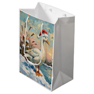 Vintage Gans mit Santa-Hut von Frozen Christmas Mittlere Geschenktüte
