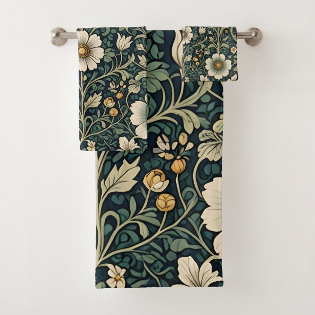 Vintage-Gänseblümchen-Gartenmuster Badhandtuch Set (Insitu)