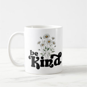 Vintage-Gänseblümchen mit Zitat - Sei nett Kaffeetasse