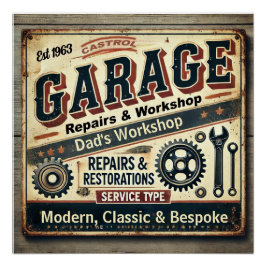 Vintage Garage Glossy Poste individuell anpassen Poster