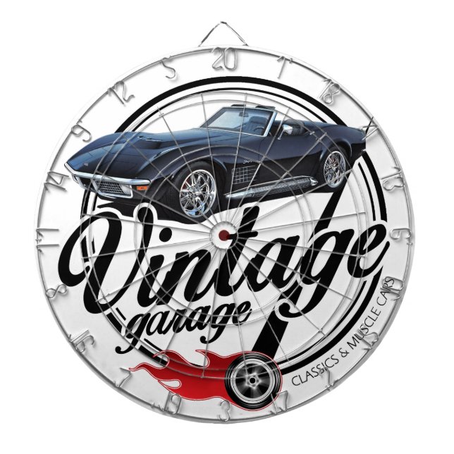 Vintage Garage mit schwarzer Korvette Dartscheibe (vorne)