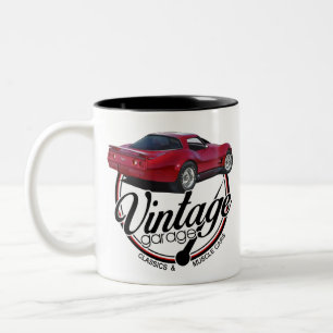 Vintage Garage rote Corvette Zweifarbige Tasse