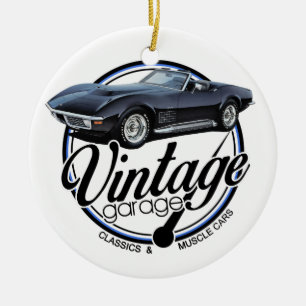 Vintage Garage schwarzer Corvette Keramik Ornament