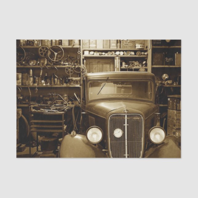 Vintage Garage und Reparatur Shop Seidenpapier (Vorderseite)