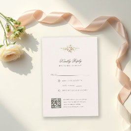 Vintage Garden Ethereal Blush Floral Wedding QR RSVP Karte