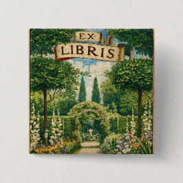 Vintage Garden Ex Libris Bookplate  Button
