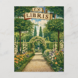 Vintage Garden Ex Libris Bookplate  Postkarte