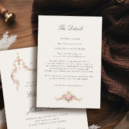 Vintage Garden French Chateau Pink Wedding Details Begleitkarte