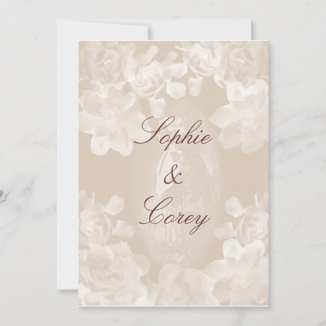 Vintage Gardenia-Hochzeits-Einladung Einladung (Vorderseite)