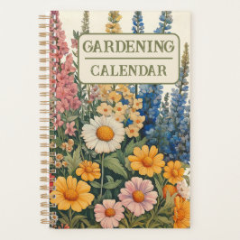 Vintage Gardening Calendar with Garden Flowers Planer