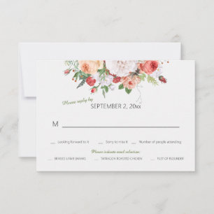 Vintage-Garten-Blumen-Hochzeits-RSVP-Karte Einladung