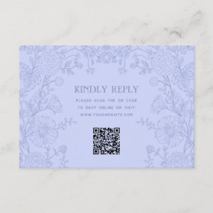 Vintage-Garten-Blumen-Hochzeits-RSVP-QR-Code Begleitkarte