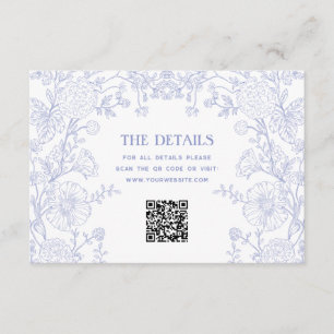 Vintage-Garten-Blumen-Hochzeitsdetails QR-Code Begleitkarte