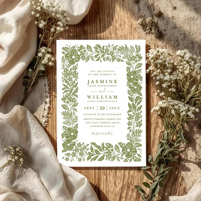 Vintage-Garten-Blumen-Rustikal-QR-Code-Hochzeit Einladung (Von Creator hochgeladen)