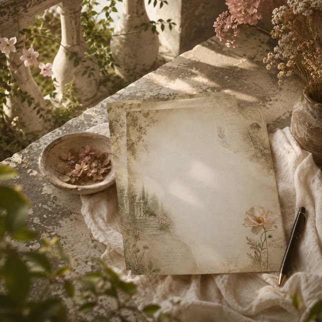 Vintage-Garten-Collage-Ästhetik-Kunst Briefbogen (Von Creator hochgeladen)