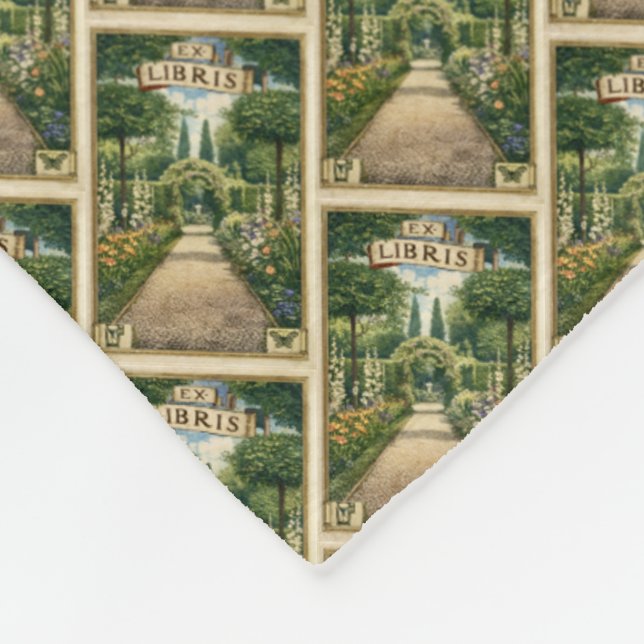 Vintage-Garten-Ex-Libris-Bookplate-Fleece-Decke Fleecedecke (Ecke)
