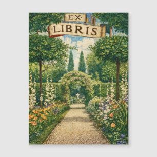 Vintage Gärten Ex Libris Buchschild Magnetkarte