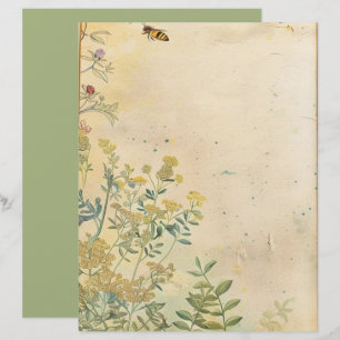 Vintage-Garten-Schabpapier mit botanischen Motiven
