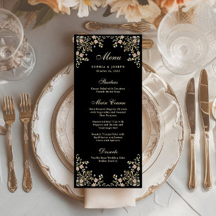 Vintage Garten Schwarz Farbige Luxus-Hochzeit Menükarte