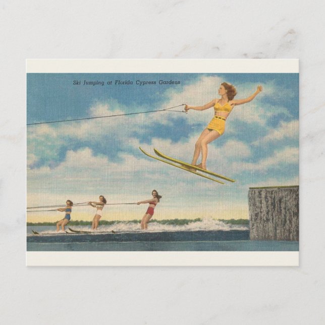 Vintage Garten-Ski-Sprungs-Postkarte Floridas Postkarte (Vorderseite)