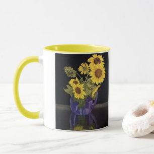 Vintage-Garten Sommer Sonnenblumen Blumen in einer Tasse