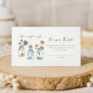 Vintage-Garten-Wildblumen-Glas-Diaper-Raffle Begleitkarte