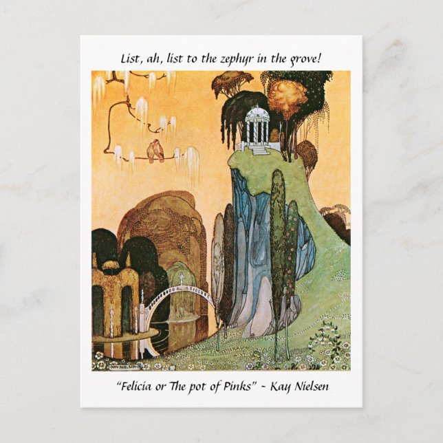 Vintage Gartenillustrierung Kay Nielsen Postkarte (Vorderseite)