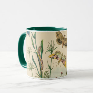 Vintage Garteninsekten, Schmetterlinge, Raupen Tasse