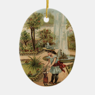 Vintage Gartenlandschaft Keramik Ornament
