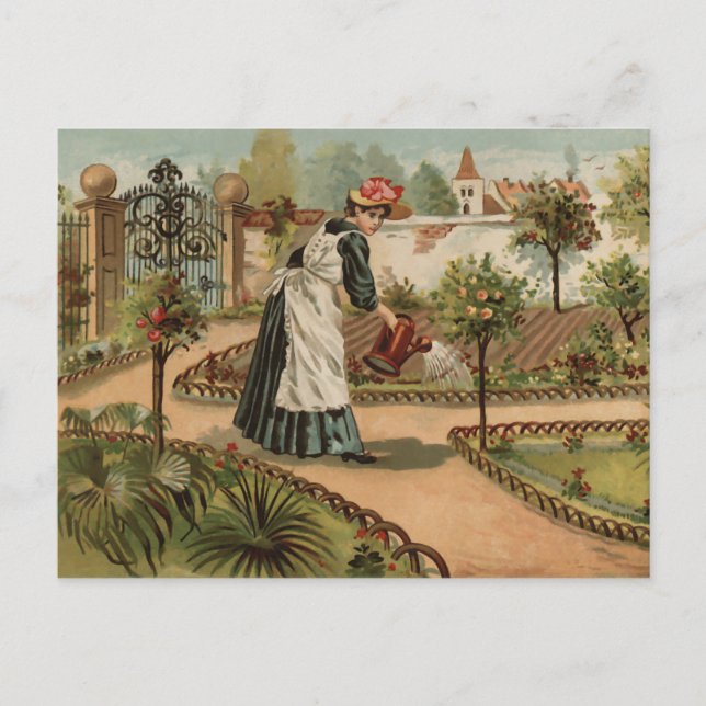 Vintage Gartenlandschaft Postkarte (Vorderseite)