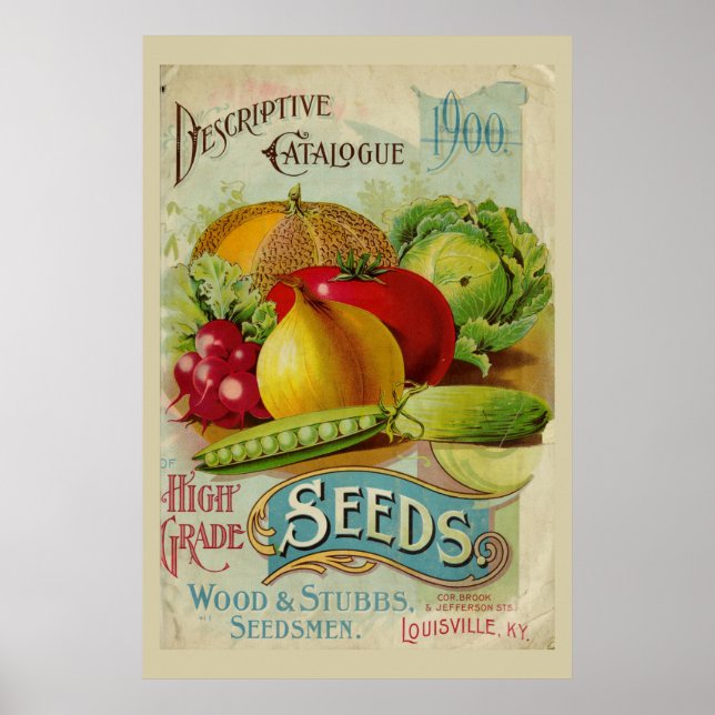 Vintage Gartenpflanzensaatkatalog Poster (Vorne)