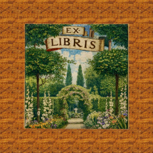 Vintage Gartens Ex Libris Buchschild  Button