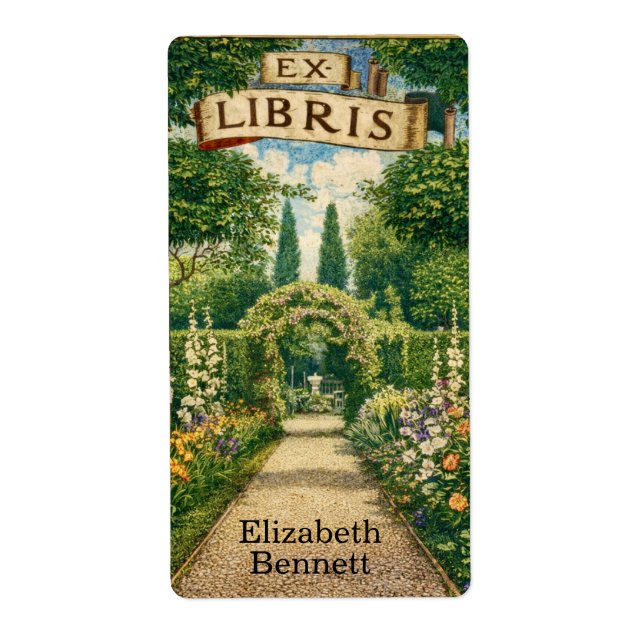 Vintage Gartens Ex Libris Buchzeichen  (Vorne)