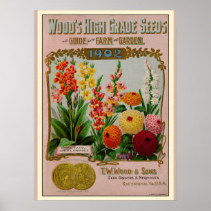 Vintage-Gartensamen-Blumenkatalog Poster