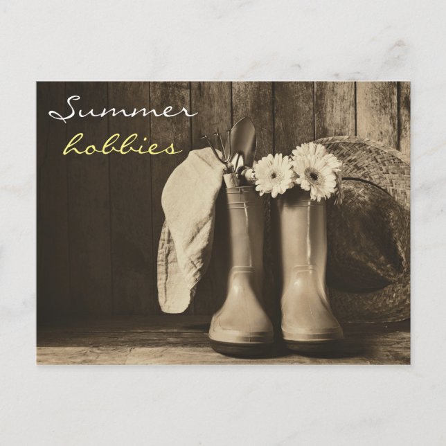 Vintage Gartenwerkzeuge Postkarte (Vorderseite)