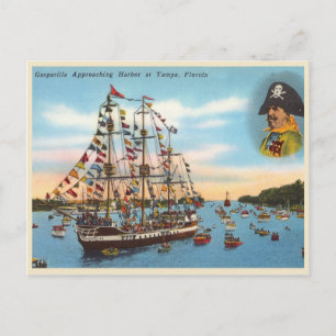 Vintage Gasparilla-Piraten Schiff Postkarte