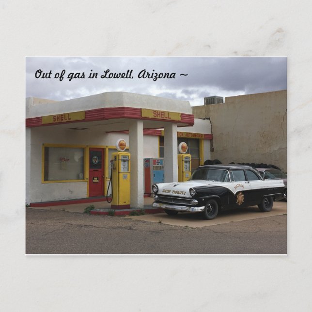 Vintage Gasstation Arizona Postkarte (Vorderseite)