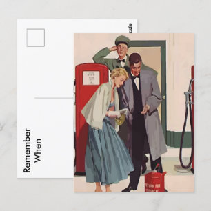 Vintage Gasstation Postkarte