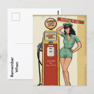 Vintage Gasstation, Text bearbeiten Postkarte