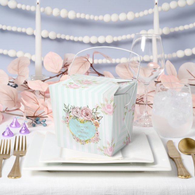 Vintage Gastgeschenk Hochzeit Aqua Peony Geschenkschachtel (Hochzeit)