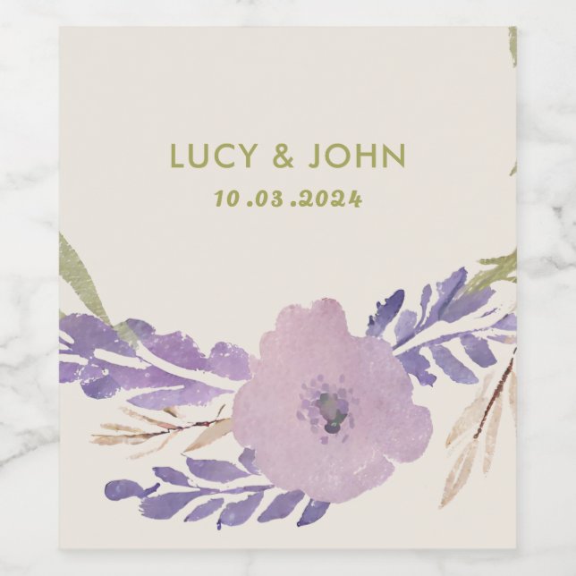 Vintage Gastgeschenk Hochzeit für Blumenkranke Weinetikett (Einzelnes Label)