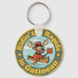 Vintage Gatineau Quebec Elch Kanufahren Schlüsselanhänger