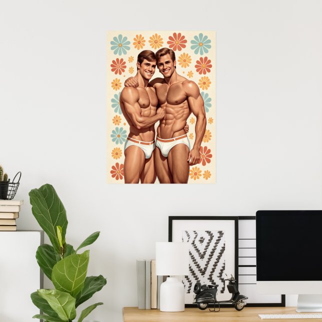 Vintage Gay Flower Power Poster (Heimbüro)