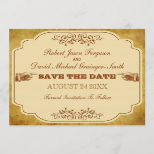 Vintage Gay Save-The-Date-Karte Save The Date