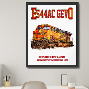 Vintage GE ES44AC GEVO Diesel Lokomotive Poster